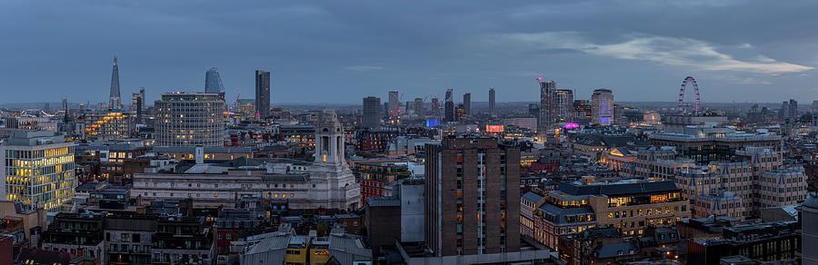 London Cityscape Skyline Ultra Wide Panorama Photo From The Post Building At Sunset Photograph