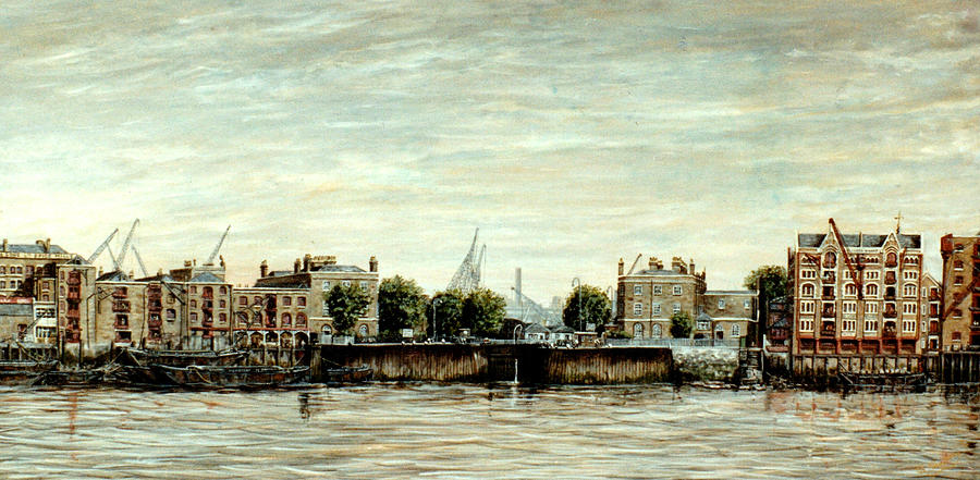 London Dock Entrance Wapping London Painting by Mackenzie Moulton