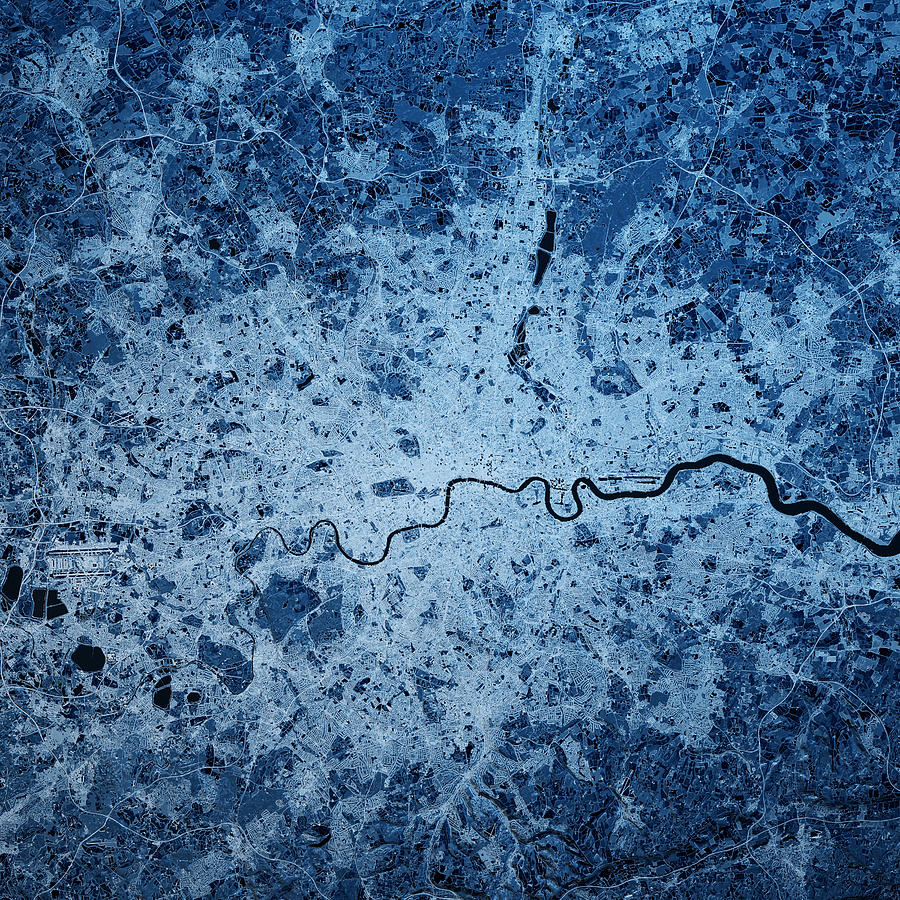 London England 3D Render Blue Top View Feb 2019 Photograph by FrankRamspott