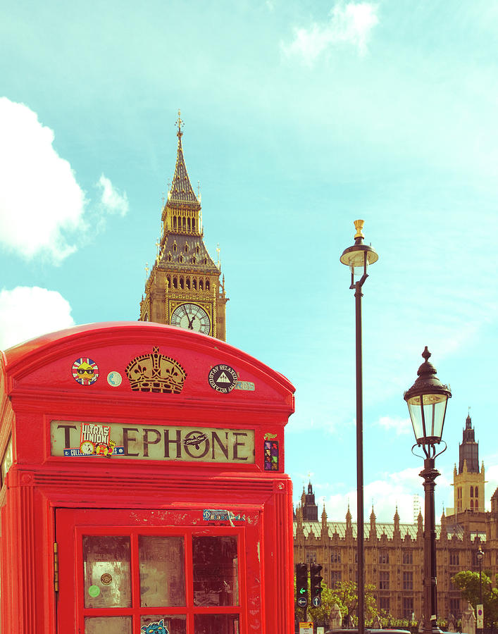 London Photograph - London, England - Red and Big Ben by Sonja Quintero
