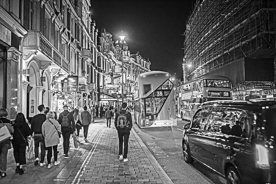 London Photograph - London England Shaftesbury Ave Apollo Theater Black and White by Toby McGuire
