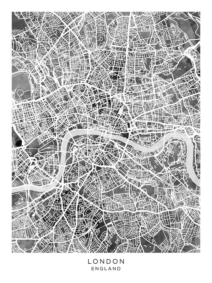 London England Street Map #54 Digital Art by Michael Tompsett