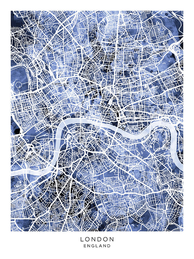 London England Street Map #55 Digital Art by Michael Tompsett