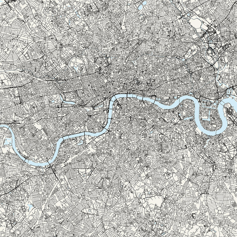 London, England Vector Map Drawing by Lasagnaforone