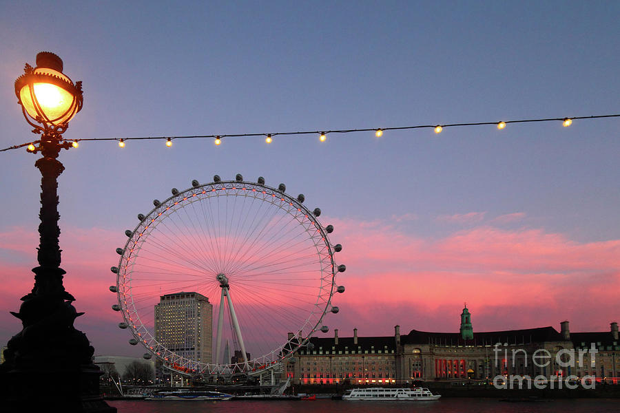 London Eye Photograph - London Eye and County Hall at Sunset by James Brunker
