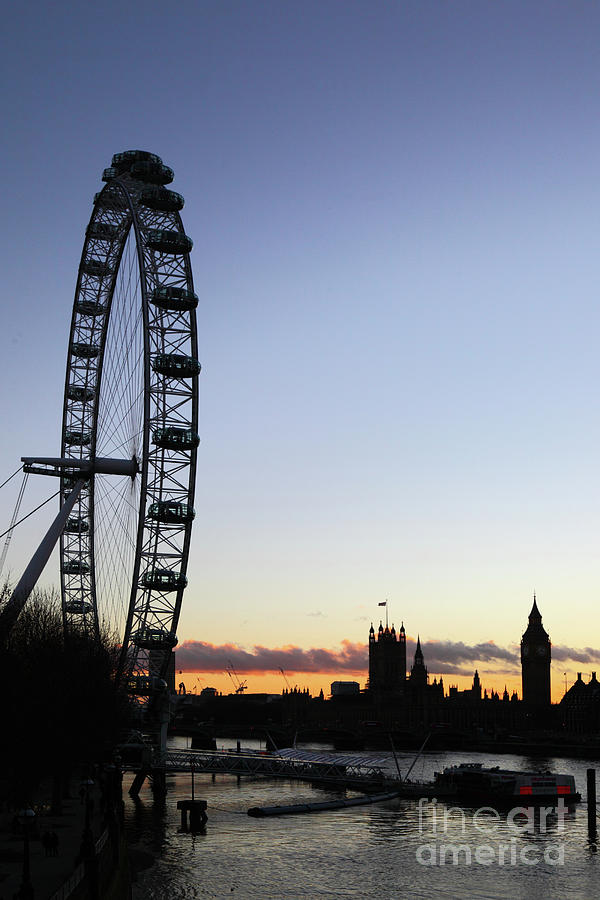 London Photograph - London Eye and River Thames at Sunset by James Brunker