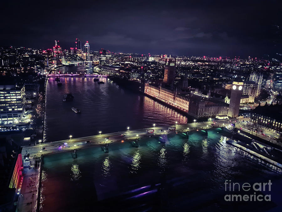 London Eye River View at Night mp3 Photograph by Francesca Mackenney