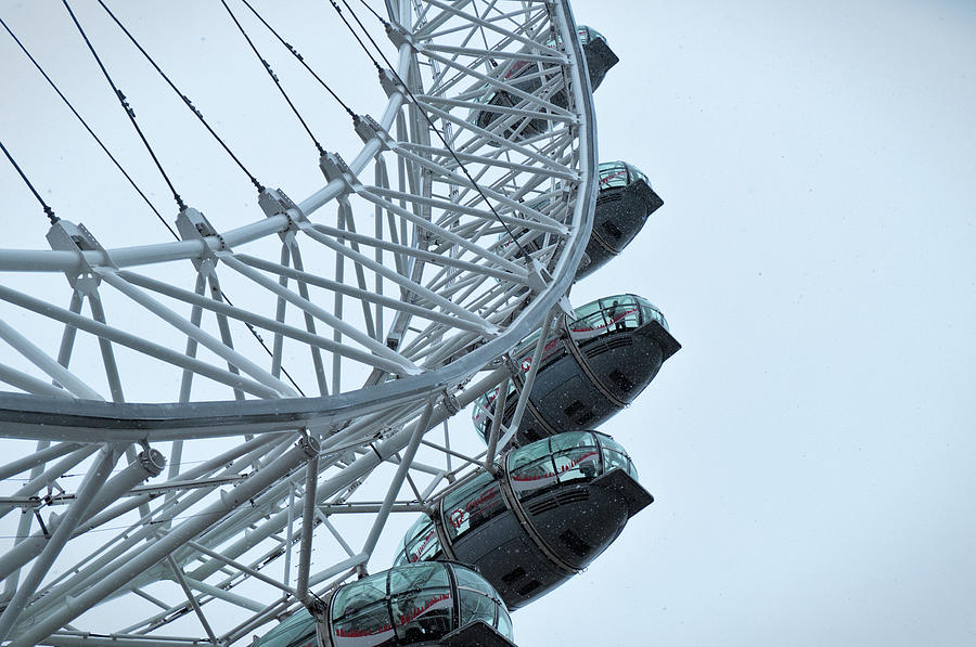 London Ferris Wheel and Snow Photograph by Angelo DeVal