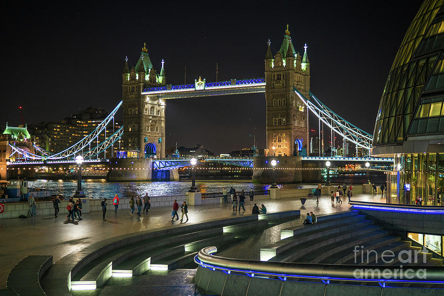 London Night Tower Bridge And Jubilee Walkway Photograph