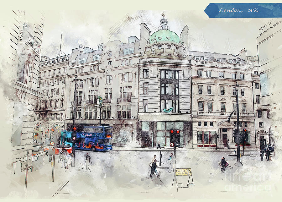 London sketch Digital Art by Ariadna De Raadt
