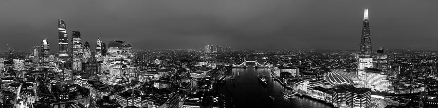 London Skyline at night in Black and white Photograph by Sonny Ryse