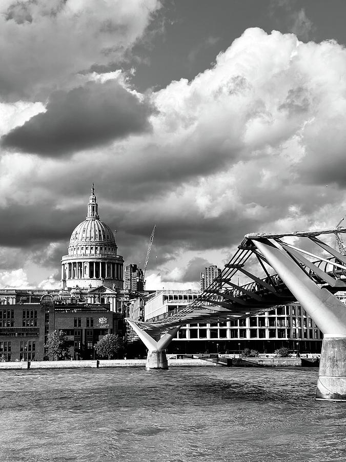 London Skyline With Millenium Bridge And St Pauls Photograph