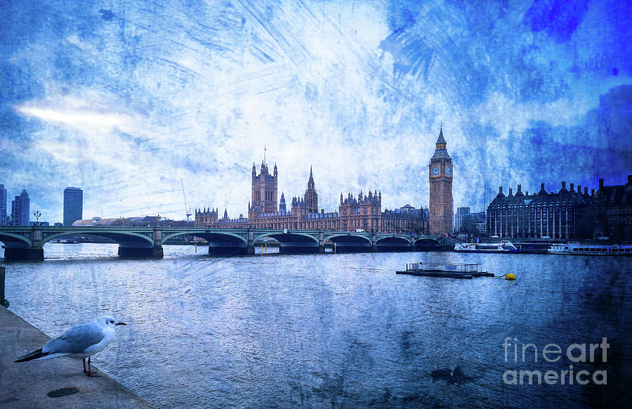 London Southbank River View Art 250124 N2 Digital Art by Francesca Mackenney