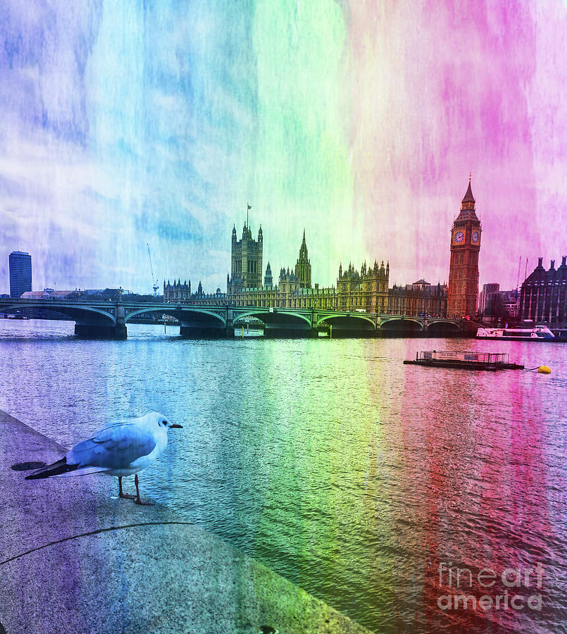 London Southbank River View Art 250124 N3 Digital Art by Francesca Mackenney