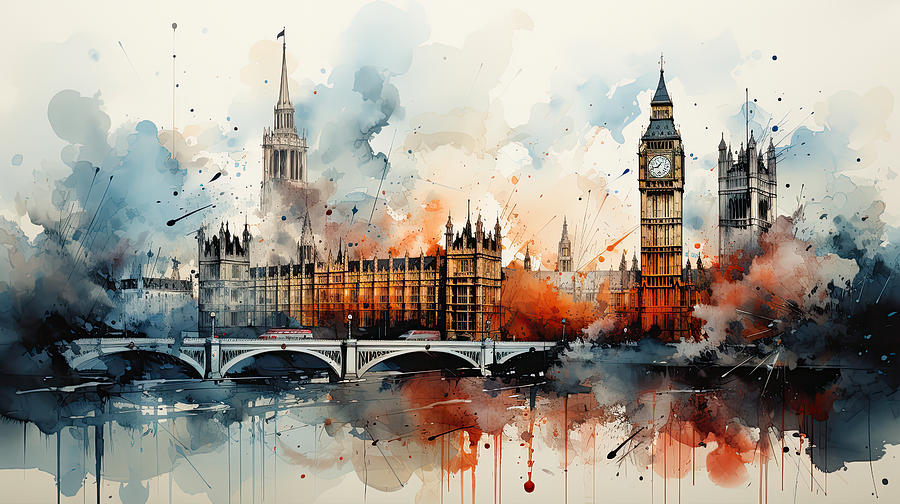 London Splash Digital Art by Evie Carrier