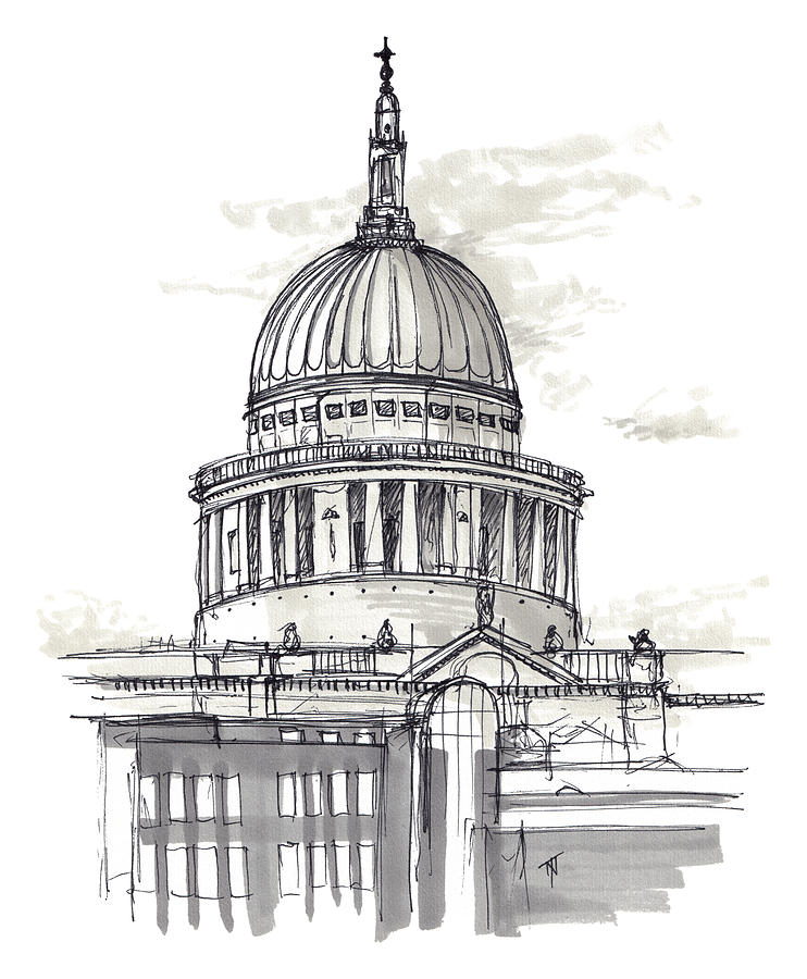 London - St Pauls 2018 Drawing by Tom Napper