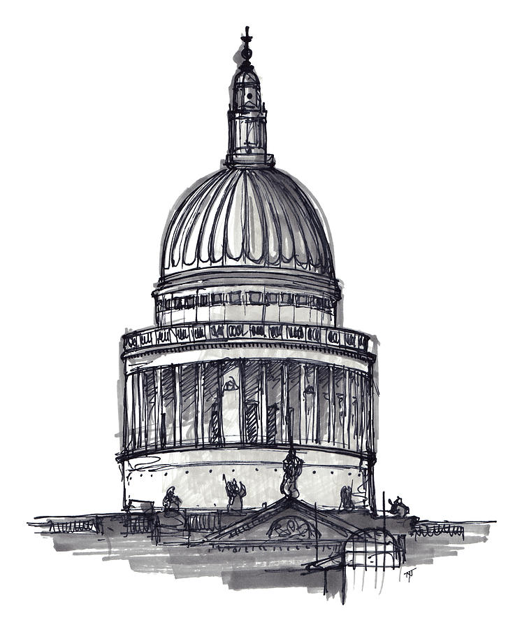 London - St Pauls 2019 Drawing by Tom Napper