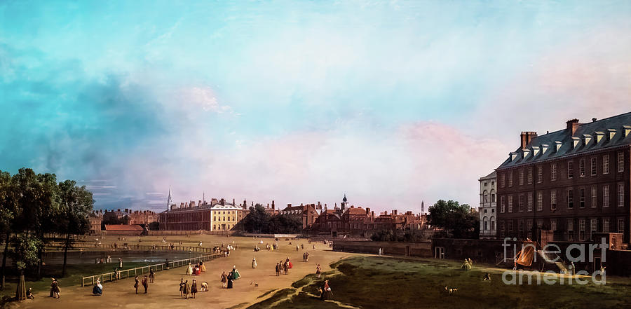 London, The Old Horse Guards from Saint James Park by Canaletto  Painting by Canaletto