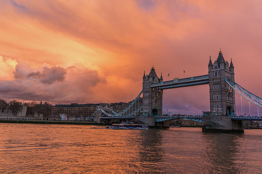 London Tower Bridge Sunset Photograph by Linda Villers