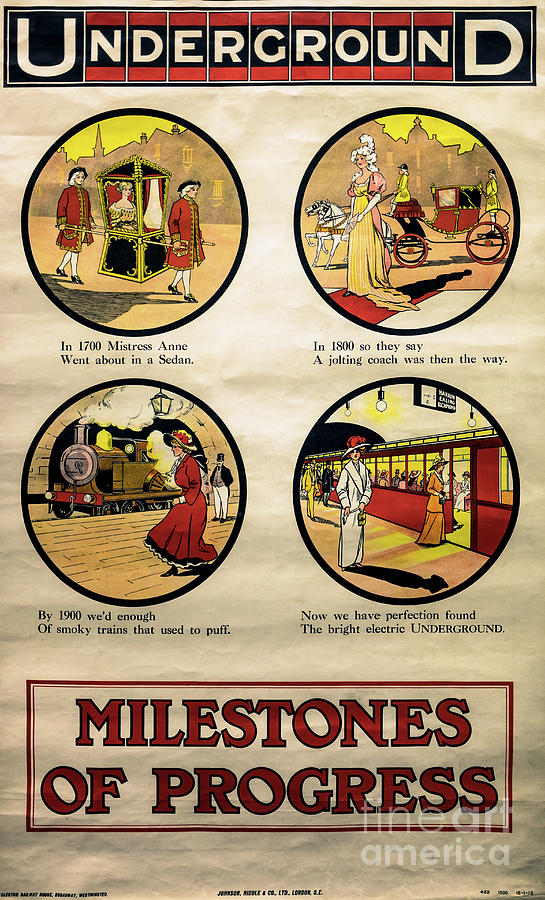 London Underground Milestones of Progress Vintage Poster Drawing by M G Whittingham