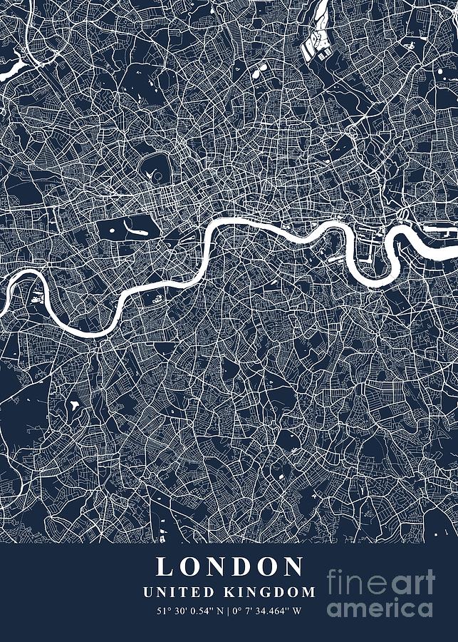 London - United Kingdom Blueprint Plane Map Photograph by Tien Stencil ...