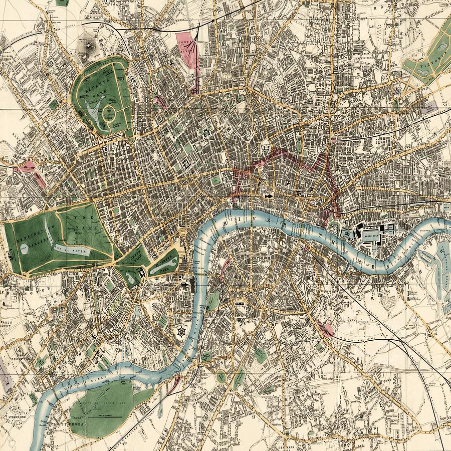 London Vintage Maps And Drawings Digital Art by Cozy Guru - Fine Art ...
