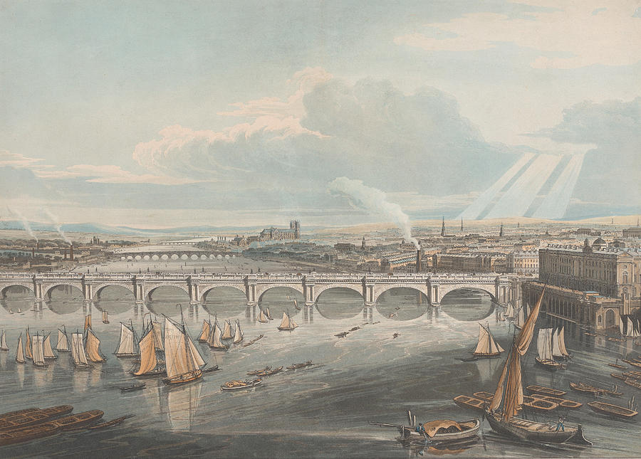 London - Waterloo Bridge, part of Somerset House Relief by Robert Havell