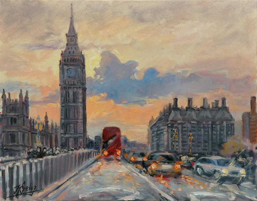 London - Westminster Bridge - Sunset Painting by Irek Szelag