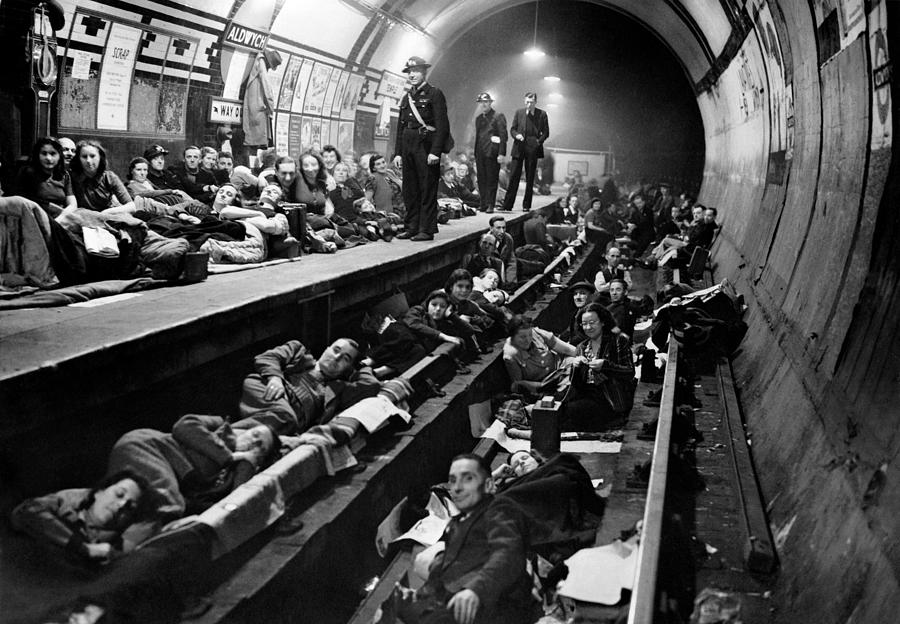 Londoners Using Tube Station As Air Raid Shelter - WW2 Circa 1940 Photograph by War Is Hell Store