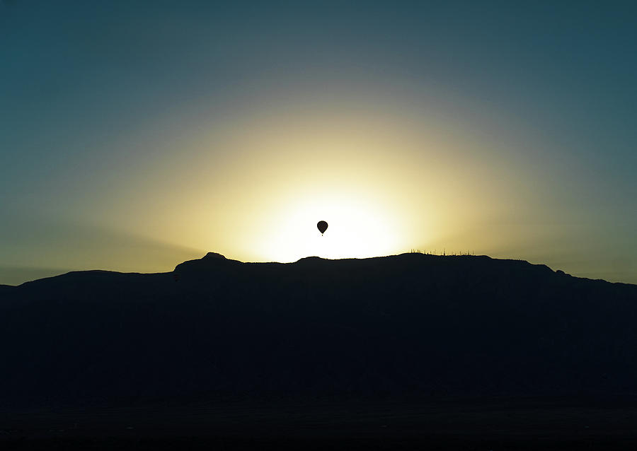 Mountain Photograph - Lone Balloon over Sandia Mountains by Evan Wainwright
