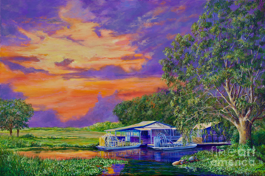 Sunset Painting - Lone Cabbage Fish Camp by AnnaJo Vahle
