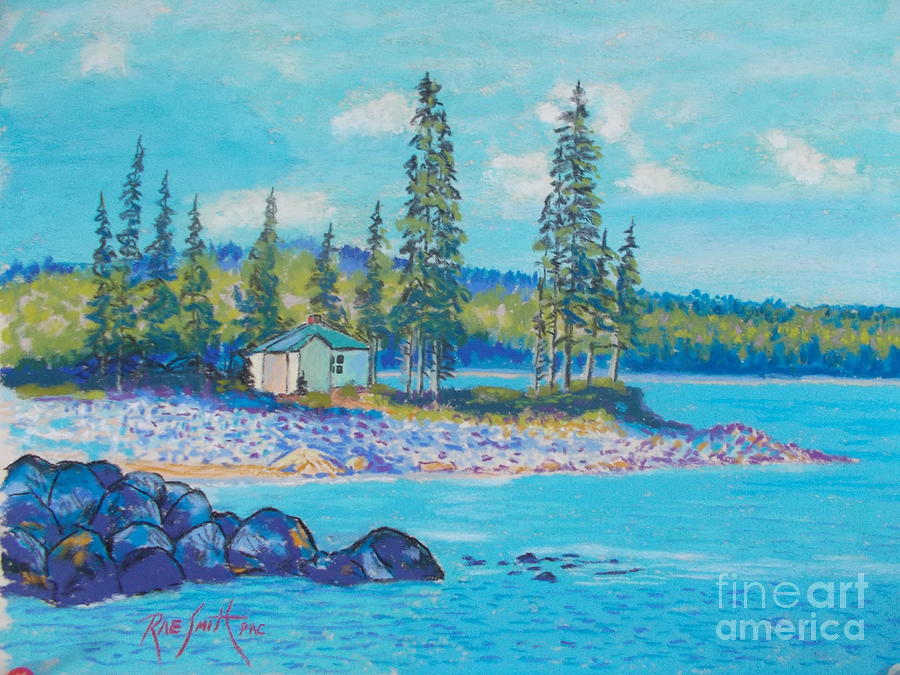 Lone Cottage by the Sea Pastel by Rae  Smith PAC