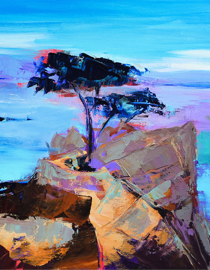 Abstract Painting - Lone Cypress by Elise Palmigiani by Elise Palmigiani