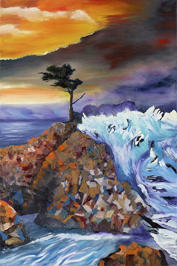 Lone Cypress Painting by Evelyn Snyder Lone Cypress Painting by Evelyn Snyder