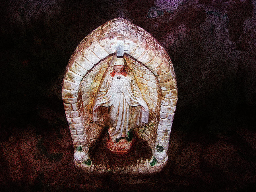Lone Headstone Virgin Mary  Photograph by Cathy Anderson