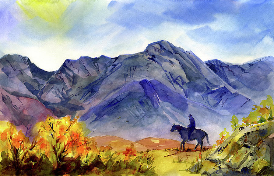 Lone Horseman Painting by Joan Chlarson