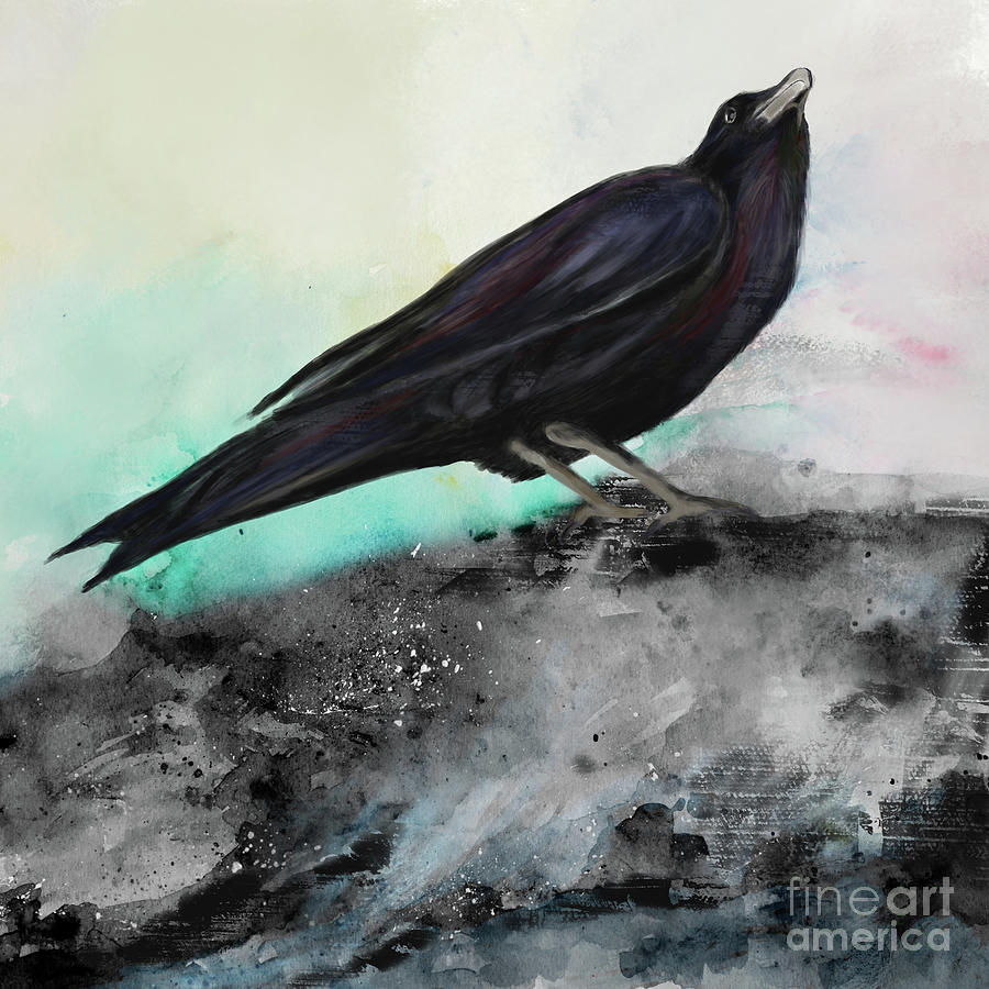 Lone Raven Painting by Stella Levi