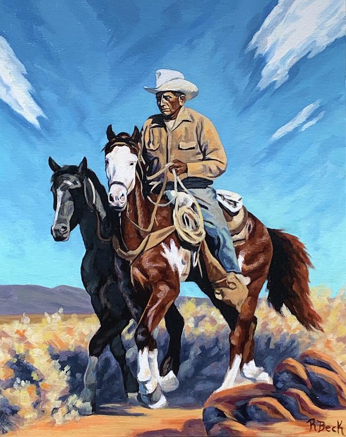 Lone Rider Painting by Rachel Suzanne Beck