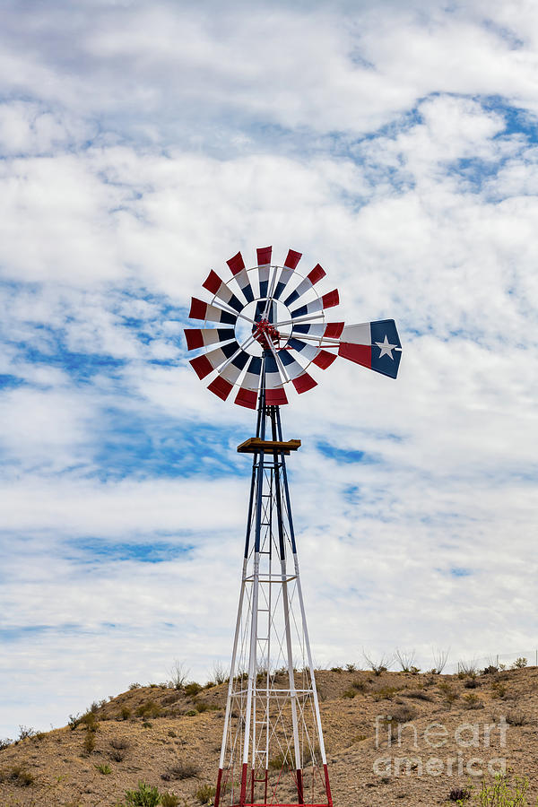 Red White and Blue Windmill Photograph by Bee Creek Photography - Tod