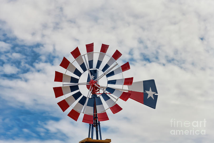 Red White and Blue Windmill Photograph by Bee Creek Photography - Tod