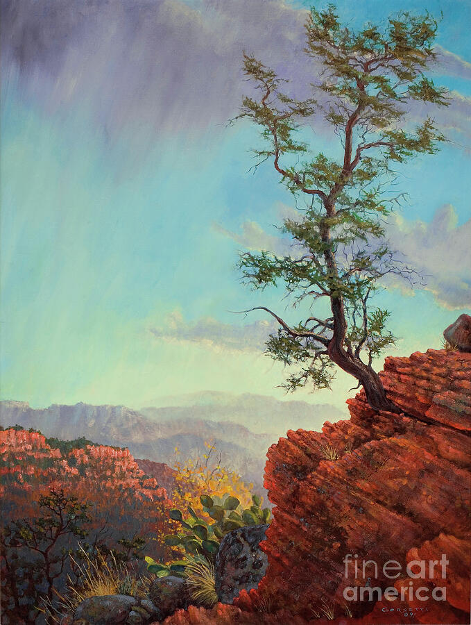 Lone Tree Struggle Painting by Robert Corsetti