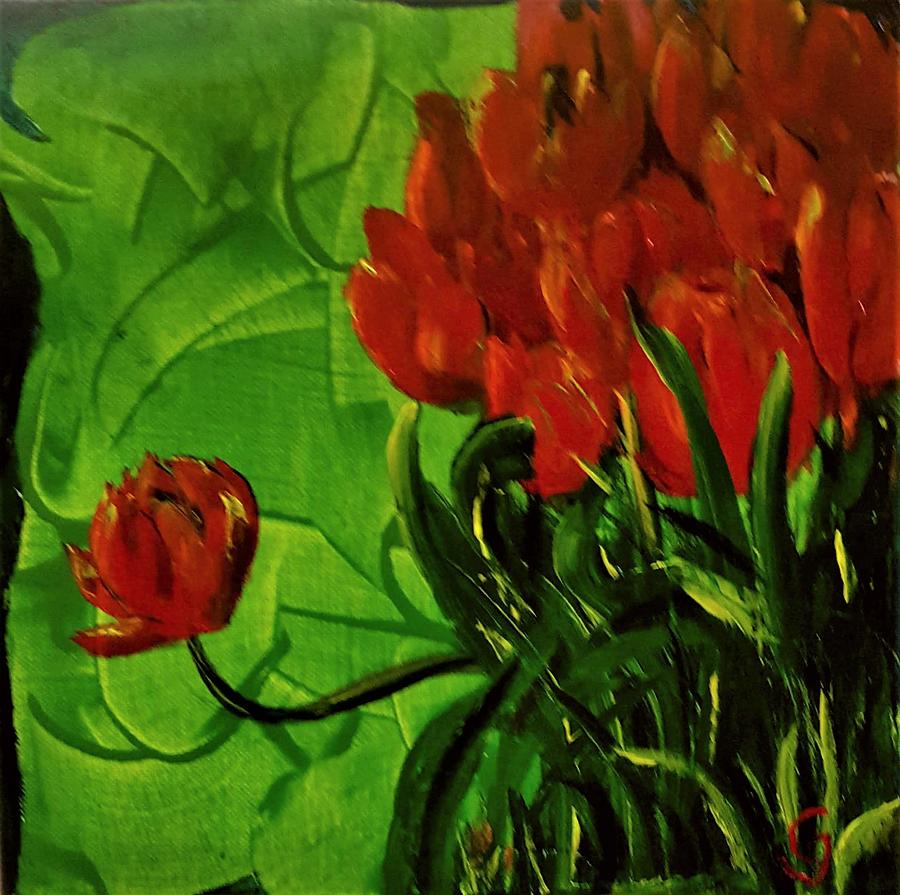 Lone Tulip                     5020 Painting by Cheryl Nancy Ann Gordon