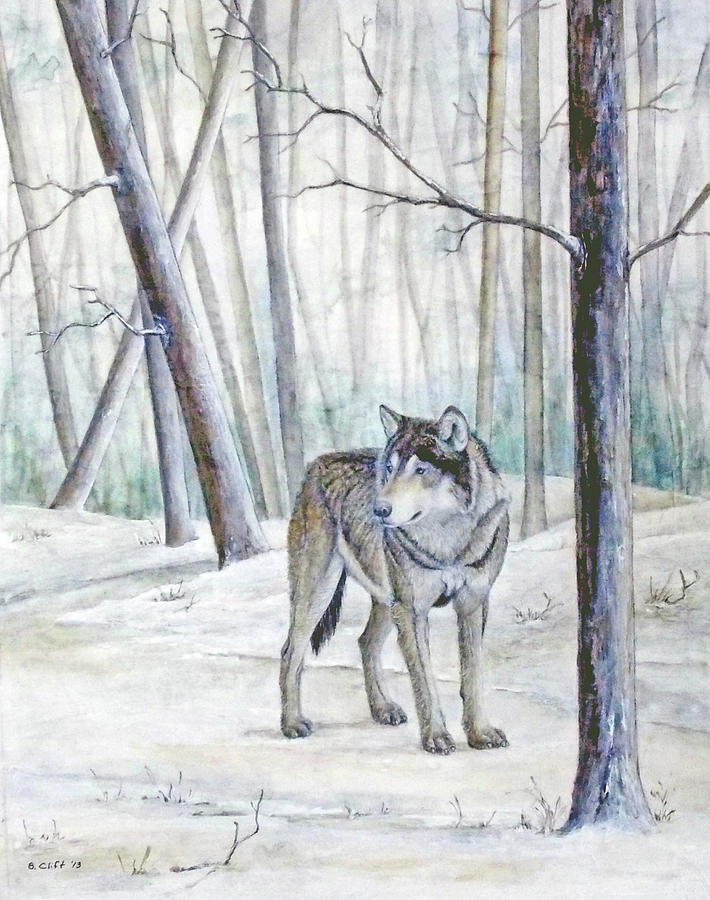 Lone Wolf Mixed Media by Sandy Clift