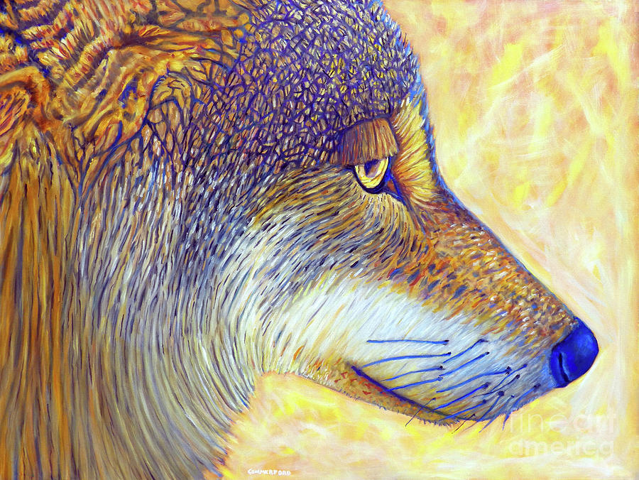 Lone Wolf Wisdom Painting by Brian Commerford