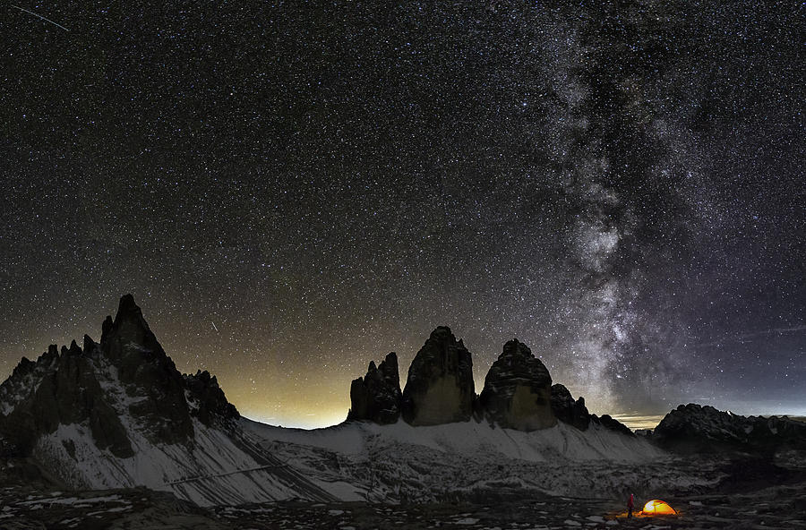 Loneley Camper under Milky Way at the Dolomites Photograph by DieterMeyrl