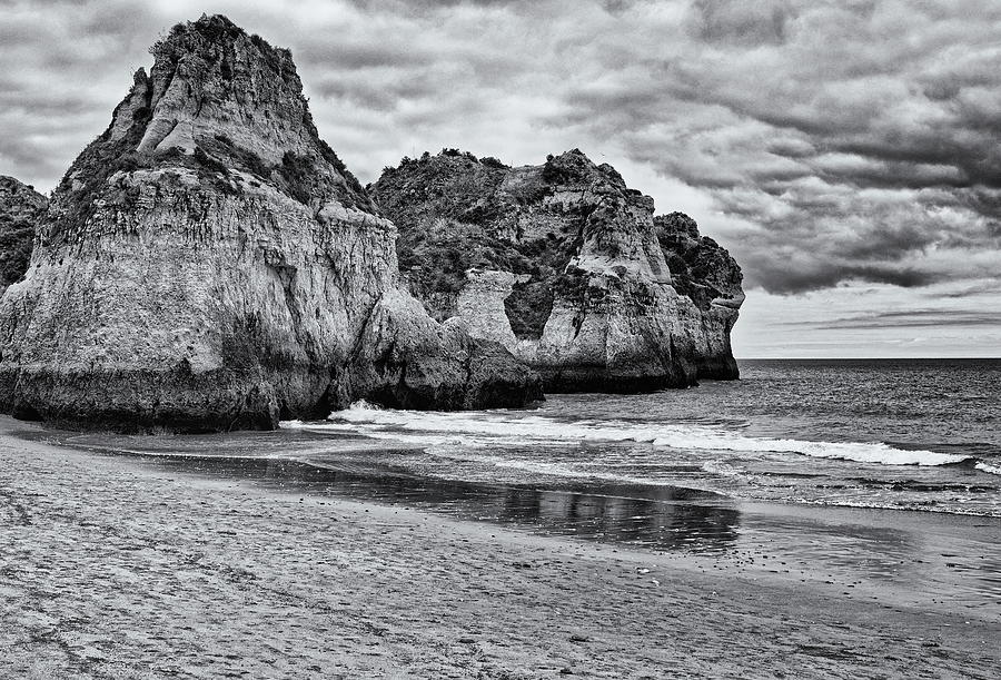 Lonely Beach Monochrome Photograph