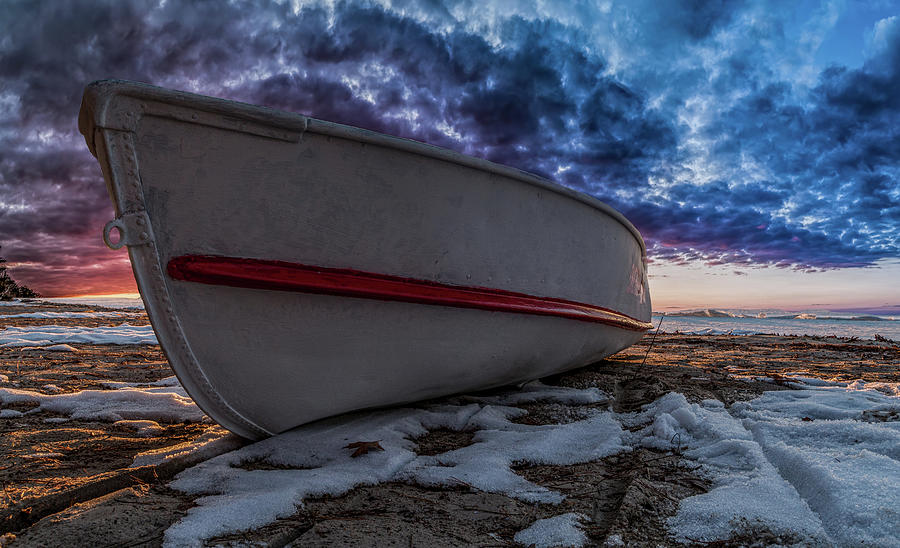 Lonely Winter Boat Photograph by Joe Holley