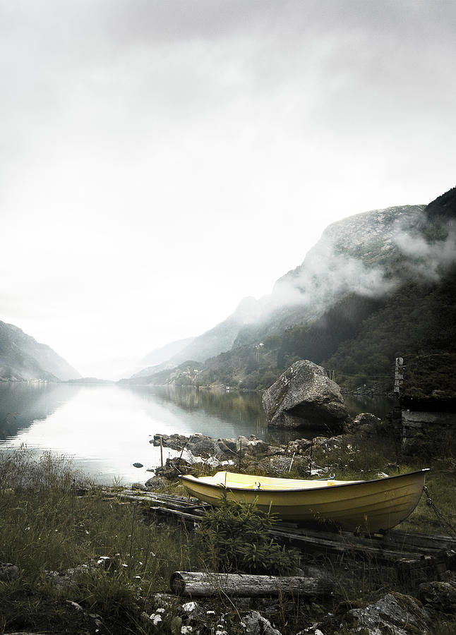Mountain Photograph - Lonely Boat Photo by Kristina Vardazaryan