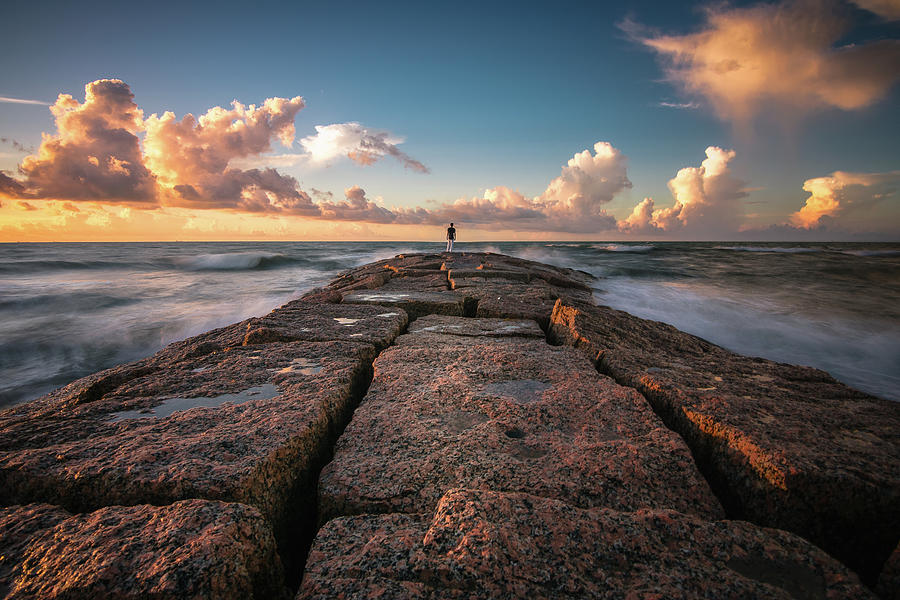 Lonely Galveston Jetty Photograph by Trevor Parker - Pixels