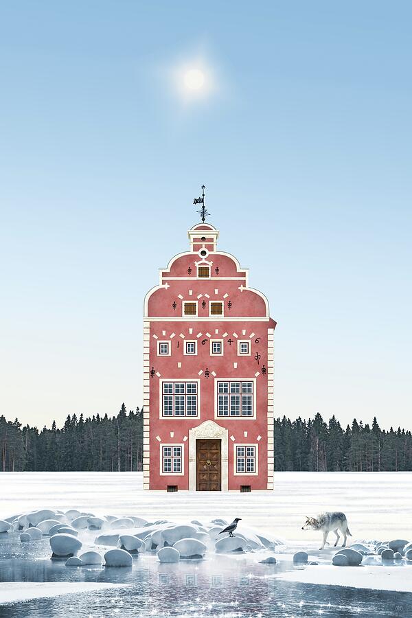 Lonely house in the snow on the winter taiga Digital Art by Moira Risen